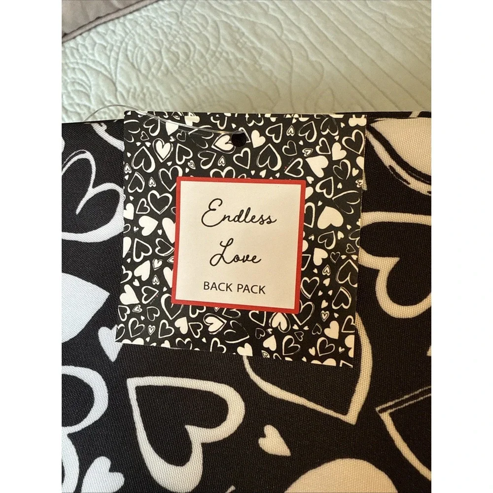 Brighton ENDLESS LOVE Backpack $150 Retail NWT Black‎ & White
